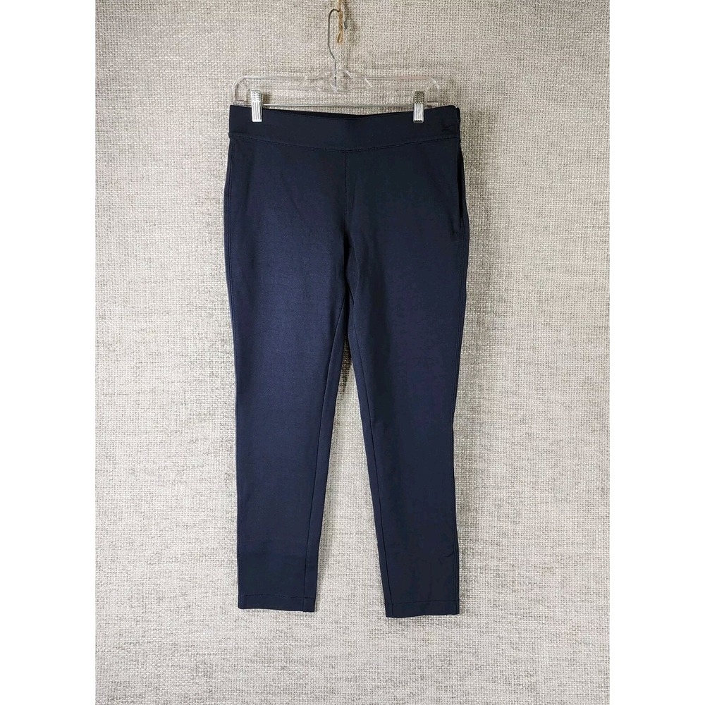 Eddie Bauer Ponte Pants Women's P8 31x26 Slim Cropped Side Zip Navy